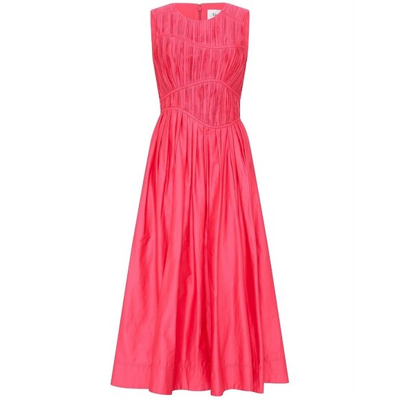 Aje Sculptra Nya Gathered Midi Dress in Rouge Pink AU8 Small NWT - Picture 4 of 10